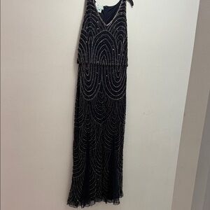 Camille La Vie Black and Silver Beaded Maxi Dress